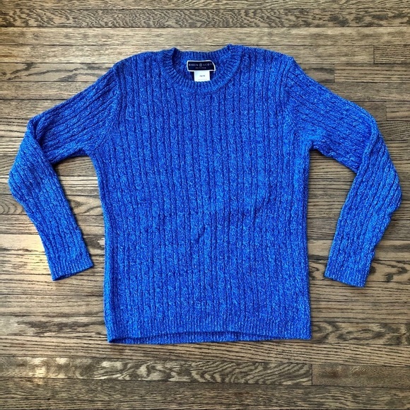 ✨3/$30✨ Karen Scott Blue Cable Knit Crew Neck 100% Cotton Sweater | PM - Picture 1 of 3